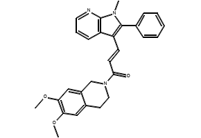 1-(6,7-Dimethoxy-3,4-dihydroisoquinolin-2(1H)-yl)-3-(1-methyl-2-phenyl-1H-pyrrolo[2,3-b]pyridin-3-yl)prop-2-en-1-one