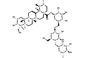 (1S,2R,4aS,6aS,6bR,8aR,9R,10R,11R,12aR,12bR,14bS)-(2S,3R,4S,5S,6R)-6-((((2R,3R,4R,5S,6R)-3,4-Dihydroxy-6-(hydroxymethyl)-5-(((2S,3R,4R,5R,6S)-3,4,5-trihydroxy-6-methyltetrahydro-2H-pyran-2-yl)oxy)tetrahydro-2H-pyran-2-yl)oxy)methyl)-3,4,5-trihydroxytetrahydro-2H-pyran-2-yl 10,11-dihydroxy-9-(hydroxymethyl)-1,2,6a,6b,9,12a-hexamethyl-1,2,3,4,4a,5,6,6a,6b,7,8,8a,9,10,11,12,12a,12b,13,14b-icosahydropicene-4a-carboxylate