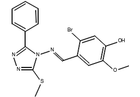 5-Bromo-2-methoxy-4-(((3-(methylthio)-5-phenyl-4H-1,2,4-triazol-4-yl)imino)methyl)phenol, 694522-87-7, undefined, 