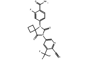 4-(7-(6-Cyano-5-(trifluoromethyl)pyridin-3-yl)-8-oxo-6-thioxo-5,7-diazaspiro[3.4]octan-5-yl)-2-fluorobenzamide, 1332391-11-3, undefined, 