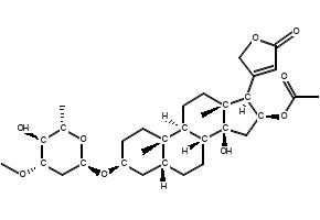 (3S,5R,8R,9S,10S,13R,14S,16S,17R)-14-Hydroxy-3-(((2R,4S,5S,6S)-5-hydroxy-4-methoxy-6-methyltetrahydro-2H-pyran-2-yl)oxy)-10,13-dimethyl-17-(5-oxo-2,5-dihydrofuran-3-yl)hexadecahydro-1H-cyclopenta[a]phenanthren-16-yl acetate