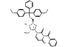 3-Benzoyl-1-((2R,3R,4R,5R)-5-((bis(4-methoxyphenyl)(phenyl)methoxy)methyl)-4-hydroxy-3-methoxytetrahydrofuran-2-yl)pyrimidine-2,4(1H,3H)-dione, 133519-11-6, undefined, 