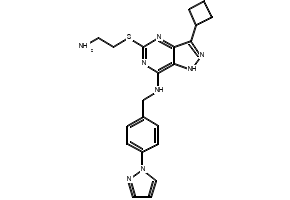 N-(4-(1H-Pyrazol-1-yl)benzyl)-5-((2-aminoethyl)thio)-3-cyclobutyl-1H-pyrazolo[4,3-d]pyrimidin-7-amine, 3031561-92-6, undefined, 