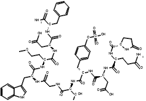 (3S,6S,9S,15S,18S,21S)-9-((1H-Indol-3-yl)methyl)-3-(((S)-1-amino-1-oxo-3-phenylpropan-2-yl)carbamoyl)-21-((S)-5-amino-5-oxo-2-((S)-5-oxopyrrolidine-2-carboxamido)pentanamido)-15-((R)-1-hydroxyethyl)-6-(2-(methylthio)ethyl)-5,8,11,14,17,20-hexaoxo-18-(4-(sulfooxy)benzyl)-4,7,10,13,16,19-hexaazatricosanedioic acid