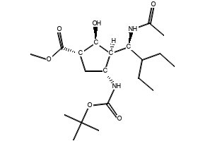 Methyl (1S,2S,3R,4R)-3-((S)-1-acetamido-2-ethylbutyl)-4-((tert-butoxycarbonyl)amino)-2-hydroxycyclopentane-1-carboxylate, 229614-05-5, undefined, 