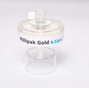Millipak&#174; Gold过滤器 For particulate- and bacteria-free water at the point of dispense of Milli-Q&#174; IQ/IX/EQ 7 water systems. Gamma-irradiated for additional bacteria control.