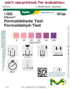 Formaldehyde Test colorimetric, 10-100&#160;mg/L (HCHO), MQuant&#174;