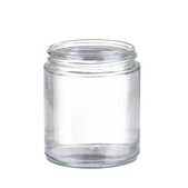 Wheaton wide-mouth bottle clear soda-lime glass bottle, capacity 125 mL, white polypropylene cap, (PTFE faced LDPE liner), case of 24 ea