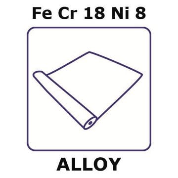Stainless Steel - AISI 302 alloy, FeCr18Ni8 foil, 5m coil, 0.05mm thickness, hard