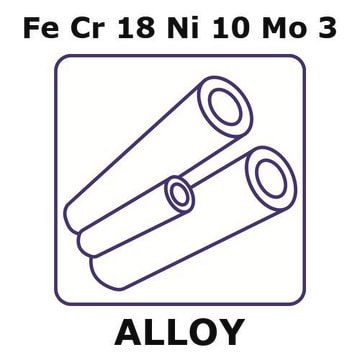 Stainless Steel - AISI 316L alloy, FeCr18Ni10Mo3 200mm tube, 6.0mm outside diameter, 1.0mm wall thickness, 4mm inside diameter, annealed