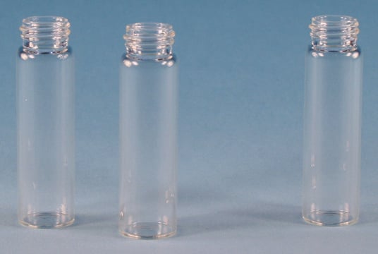 Vials, screw top, clear glass (vial only) volume 7&#160;mL, clear glass vial, thread for 15-425, pkg of 100&#160;ea