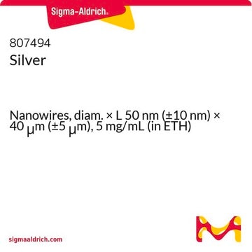 银 Nanowires, diam. × L 50&#160;nm (±10&#160;nm) × 40&#160;&#956;m (±5&#160;&#956;m), 5&#160;mg/mL (in ETH)