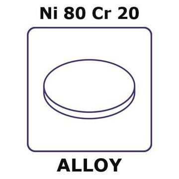 Nickel-chromium alloy, Ni80Cr20 foil, 25mm disks, 0.18mm thickness, as rolled
