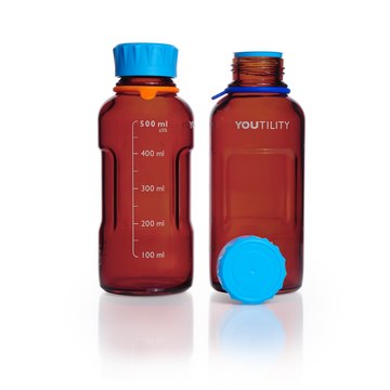 Duran® Youtility bottle, GL 45, complete amber glass, capacity 500 mL