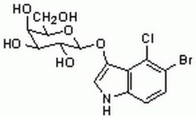 5-溴-4-氯-3-吲哚-β-D-半乳糖苷 A chromogenic substrate for β-galactosidase. Used to distinguish between recombinant and non-recombinant plasmids carrying β-galactosidase gene (e.g. pUR222).