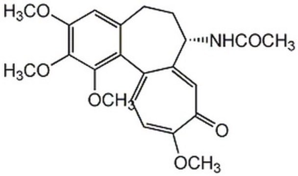 Colchicine, Colchicum autumnale Colchicine, Colchicum autumnale, CAS 64-86-8, is an inhibitor of mitosis that disrupts microtubules and inhibits tubulin polymerization. Induces apoptosis in PC12 and cerebellar granule cells.