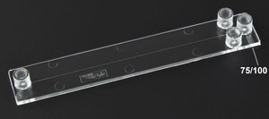 Cross-shaped channel chip - 75 &#956;m channel (double T-junction) Fluidic 202, PMMA with Luer Interface