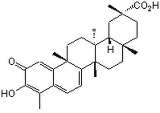 Celastrol, Celastrus scandens A cell-permeable dienone-phenolic triterpene compound that exhibits antioxidant and anti-inflammatory properties.