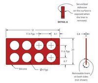 Grace Bio-Labs Press-To-Seal硅胶隔离器，PSA双侧 wells, 8 (Round, 9mm diameter, 0.8mm depth), (Adhesive on both sides)