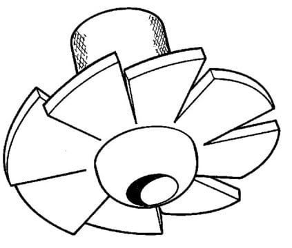 ACE turbine fits shaft o.d., 10&#160;mm, diam. 64&#160;mm