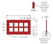 Grace Bio-Labs Press-To-Seal silicone isolator, PSA one side wells, 8 (Square, 7mm x 7mm x 0.9mm depth), (Adhesive on one side)