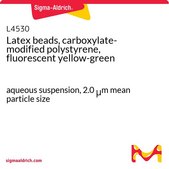 Latex beads, carboxylate-modified polystyrene, fluorescent yellow-green aqueous suspension, 2.0 μm mean particle size