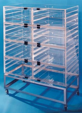 Plas-Labs multiple cubicle desiccator model 860/8-CG, clear acrylic, W × D × H 48&#160;in. × 24&#160;in. × 62&#160;in.