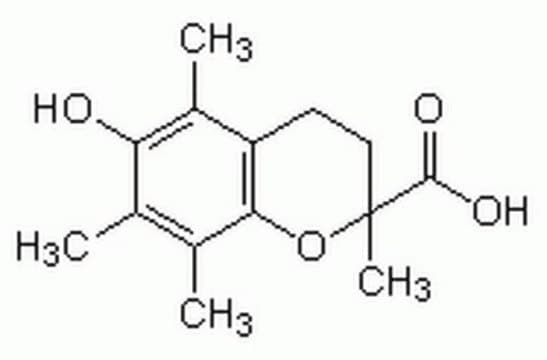 Trolox A cell-permeable, water-soluble derivative of vitamin E with antioxidant properties. Prevents peroxynitrite-mediated oxidative stress and apoptosis in rat thymocytes.