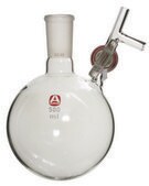Aldrich® round-bottom storage flask with stopcock-equipped septum-inlet with 4 mm PTFE stopcock, capacity 1,000 mL, joint: ST/NS 24/40