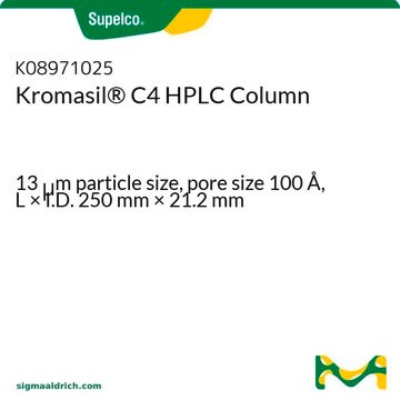 Kromasil&#174; C4 高效液相色谱柱 13&#160;&#956;m particle size, pore size 100&#160;Å, L × I.D. 250&#160;mm × 21.2&#160;mm
