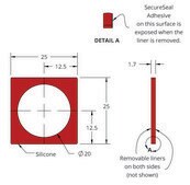 Grace Bio-Labs Press-To-Seal silicone isolator, PSA one side wells, 1 (Round, 20mm diameter, 1.7mm depth), (Adhesive on one side)