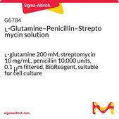 L-Glutamine–Penicillin–Streptomycin solution L-glutamine 200 mM, streptomycin 10 mg/mL, penicillin 10,000 units, 0.1 μm filtered, BioReagent, suitable for cell culture