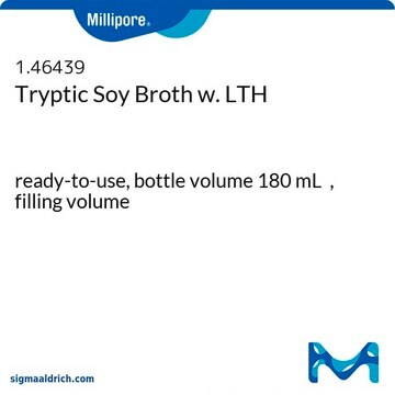 Tryptic Soy Broth with Neutralizers Histidin 0.05&#160;%, Tween&#174; 1.5&#160;%, Lecithin 0.1&#160;%, bottle capacity 250&#160;mL, bottle filling volume 180&#160;mL, closure type, blue screw cap and 3 loci, box of 6 or 12 bottles