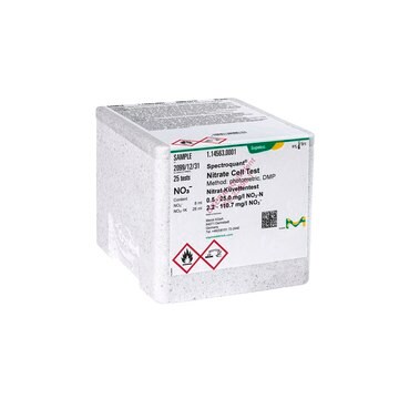 Nitrate Cell Test photometric, 0.5-25.0&#160;mg/L (NO3-N), 2.2-110.7&#160;mg/L (NO3-), Spectroquant&#174;