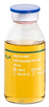 胰蛋白酶大豆琼脂 USP 71, EP 2.6.1, JP 4.06, bottle capacity 125&#160;mL, filling volume 100 mL, closure type, crimp cap with septum, box of 10&#160;bottles, sterile, suitable for sterility testing