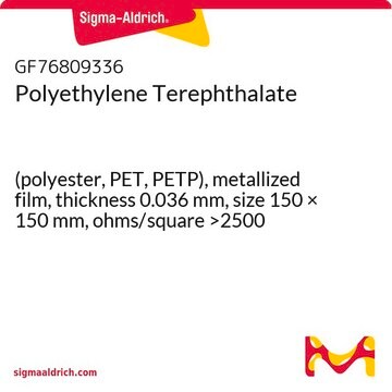 Polyethylene Terephthalate (polyester, PET, PETP), metallized film, thickness 0.036&#160;mm, size 150 × 150&#160;mm, ohms/square &gt;2500