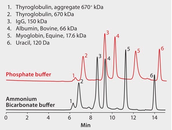 HPLC Analysis of Protein Standards on Zenix® SEC-300 using Different Buffer Systems application for HPLC