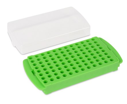 Reversible 96 well rack green