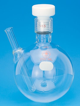 Ace round-bottom pressure flask with thermowell with Ace-Thred 25 PTFE front-seal plug, capacity 500&#160;mL