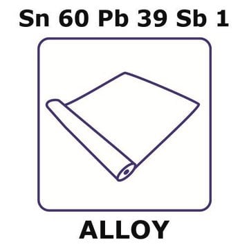 Tin-lead-antimony alloy, Sn60Pb39Sb1 foil, 1m coil, 0.10mm thickness