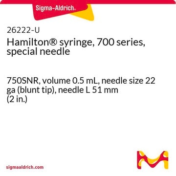 Hamilton&#174; 注射器&#65292;700 系列&#65292;专用针头 750SNR, volume 0.5&#160;mL, needle size 22 ga (blunt tip), needle L 51&#160;mm (2&#160;in.)