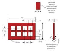 Grace Bio-Labs Press-To-Seal silicone isolator, PSA one side wells, 8 (Square, 7mm x 7mm x 1.7mm depth), (Adhesive on one side)