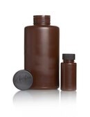 Azlon&nbsp;Polypropylene Wide Neck Round Bottles with Screw Cap round amber polypropylene bottle, capacity 150 mL