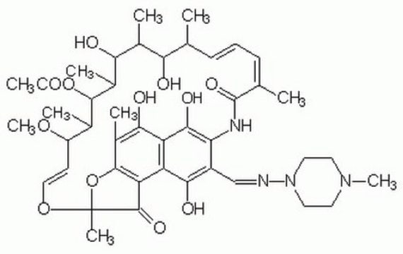 利福平 Antibiotic that specifically inhibits DNA-dependent RNA polymerase in bacteria by forming an inactive complex.