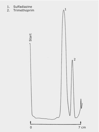 TLC Analysis of Sulfonamides on HPTLC Silica Gel 60 RP-18 w F 254s with concentrating zone (analyte set 1) application for TLC
