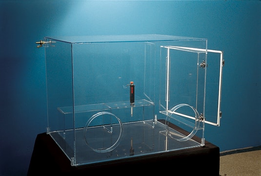 sidEntry&#8482; glove box a clear acrylic glove box which features a large side entry, gasketed door, and a shelf rack