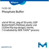 Phosphate Buffer vial capacity 120 mL, vial filling volume 90 mL, closure type, Transparent plastic flip top, pack of 50 vials, sterile; γ-irradiated by SER-TAIN™ process, USP Butterfield′s Method