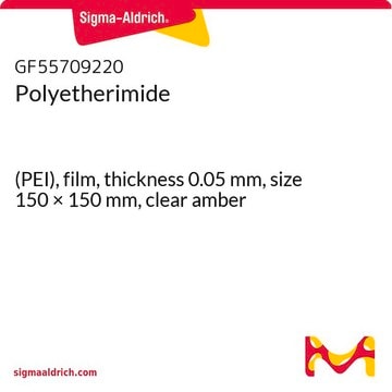 Polyetherimide (PEI), film, thickness 0.05&#160;mm, size 150 × 150&#160;mm, clear amber
