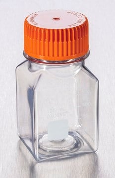 Corning&#174; square PET storage bottles square clear PET, sterile, capacity 125&#160;mL, screw cap, case of 24