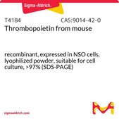 Thrombopoietin from mouse recombinant, expressed in NSO cells, lyophilized powder, suitable for cell culture, >97% (SDS-PAGE)